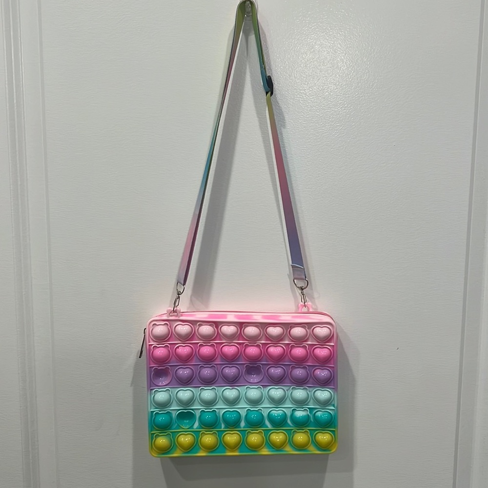 Rainbow Pop It Crossbody Purse